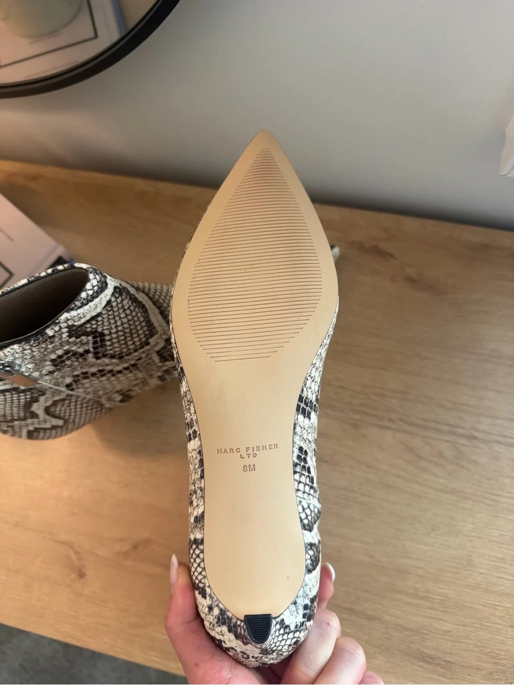 Marc Fisher Itzia Snake-Print Pointed Kitten Heel Ankle Boot